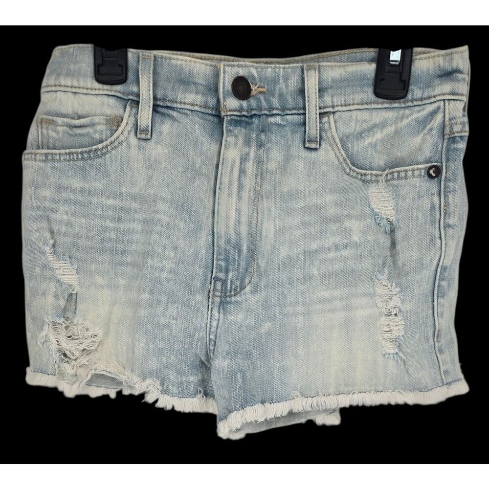 Abercrombie & Fitch Light Wash Denim Shorts Raw Hem Women's 2